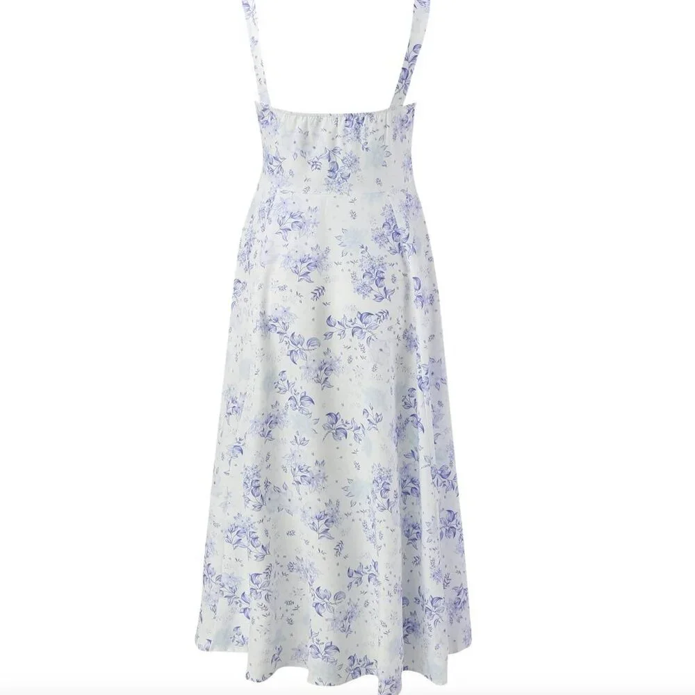 Blue Floral Summer Dress - Picture 3 of 9